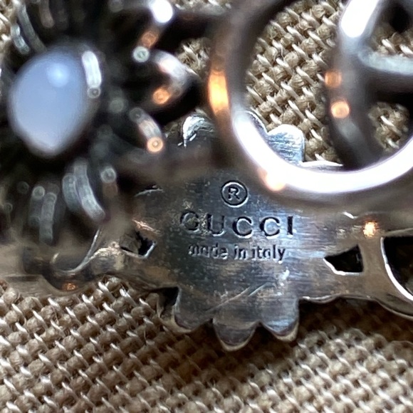 GENUINE GUCCI STERLING LOGO AND FLOWER BAND - Picture 9 of 10